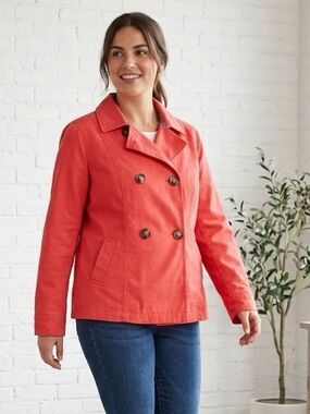 2010 Old Navy Red Cotton Canvas Peacoat Jacket